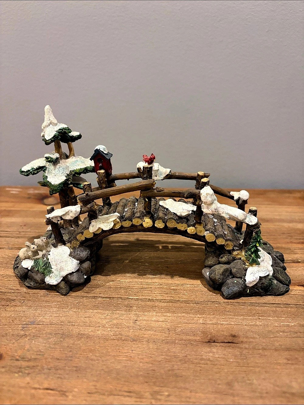 Vintage Santa's Workshop Bridge with Tree Holiday Bridge Decor